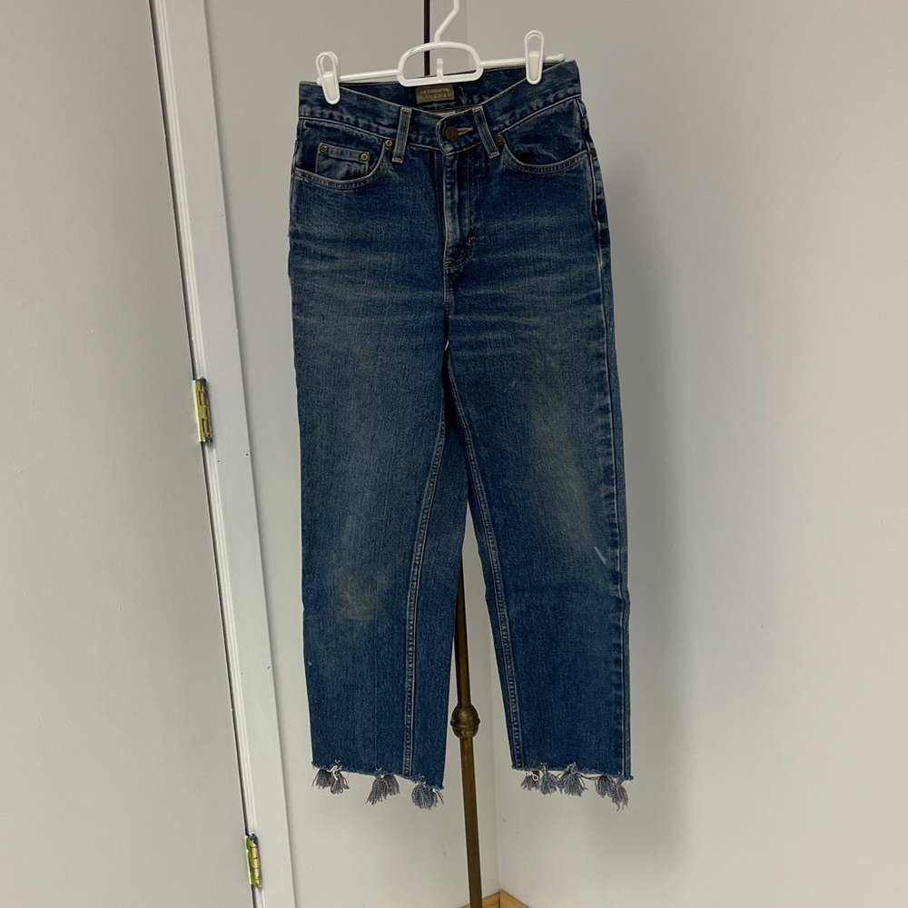 Liz Claiborne Distressed Ankle Jeans - Dark Blue